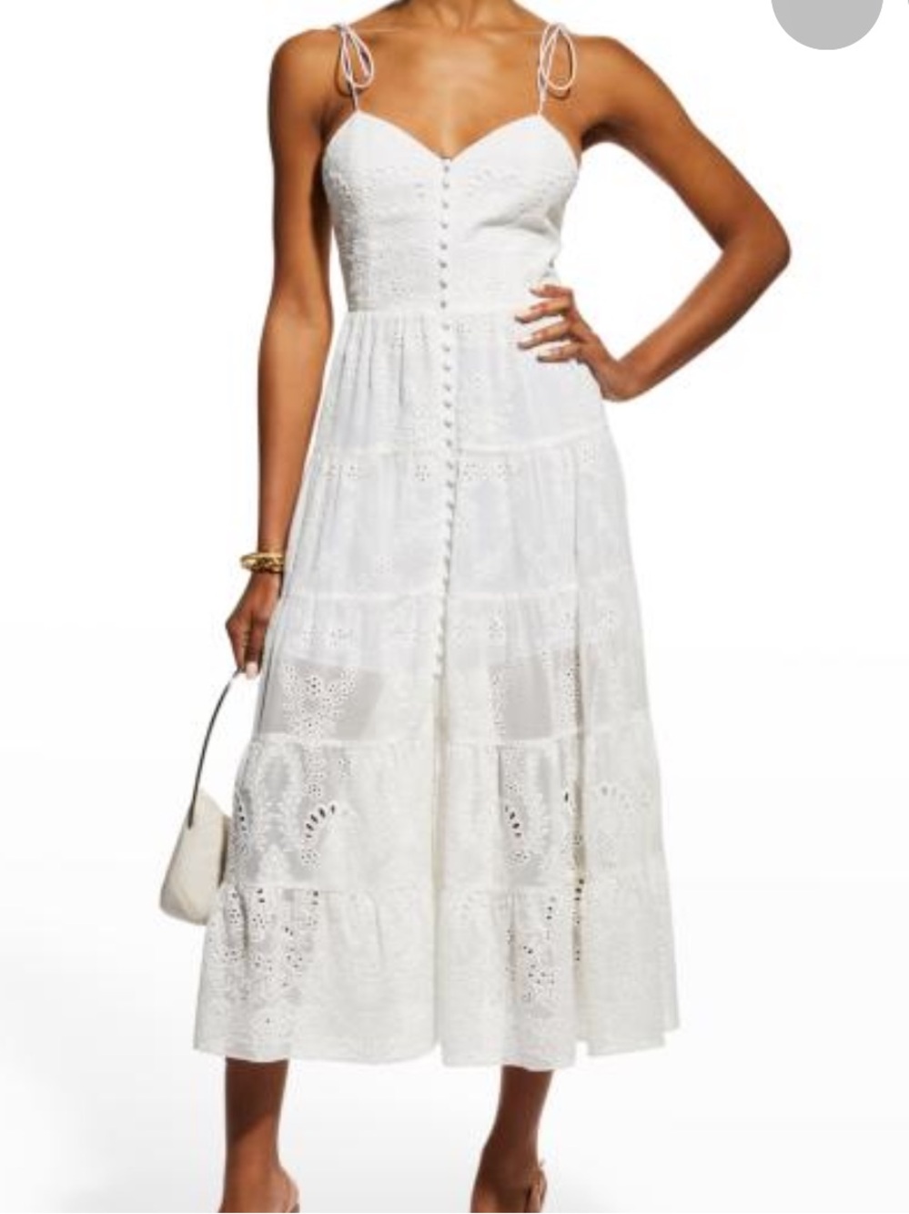 ALICE + OLIVIA White Shanti Embroidered Button-Front Skirt
